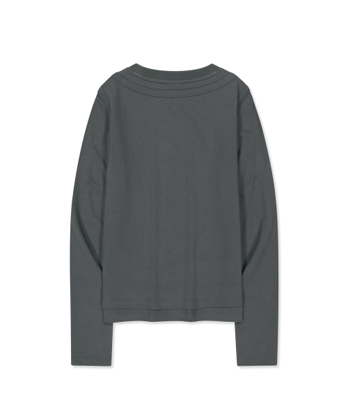 BROWNBREATH(ブラウンブレス)の「W ツーレイヤーロングスリーブ(Tシャツ/カットソー・レディース・チャコール/ベージュ・MEDIUM/SMALL)」の3枚目の写真