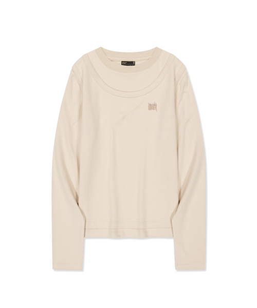 BROWNBREATH(ブラウンブレス)の「W ツーレイヤーロングスリーブ(Tシャツ/カットソー・レディース・チャコール/ベージュ・MEDIUM/SMALL)」の4枚目の写真
