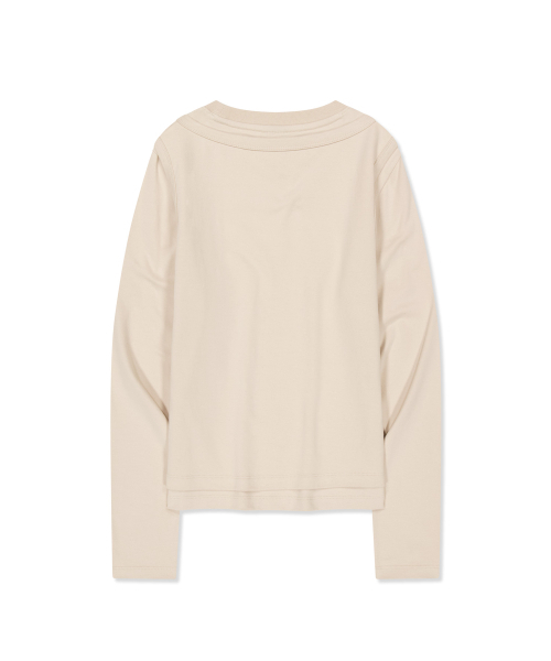 BROWNBREATH(ブラウンブレス)の「W ツーレイヤーロングスリーブ(Tシャツ/カットソー・レディース・チャコール/ベージュ・MEDIUM/SMALL)」の5枚目の写真
