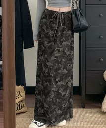 迷彩柄バックスリットロングスカート