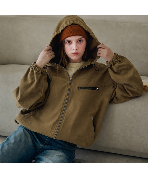 SLOWLOLLI(スローローリ)の「Vela hood jacket_2 Colors(その他アウター・レディース・ベージュ/チャコール・FREE)」の2枚目の写真