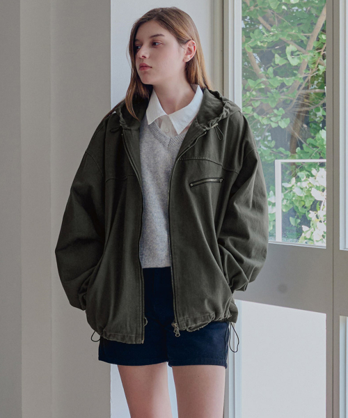 SLOWLOLLI(スローローリ)の「Vela hood jacket_2 Colors(その他アウター・レディース・ベージュ/チャコール・FREE)」の4枚目の写真