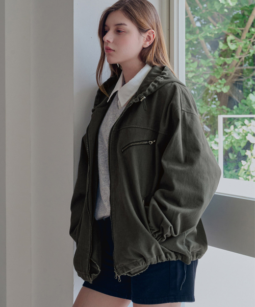 SLOWLOLLI(スローローリ)の「Vela hood jacket_2 Colors(その他アウター・レディース・ベージュ/チャコール・FREE)」の5枚目の写真