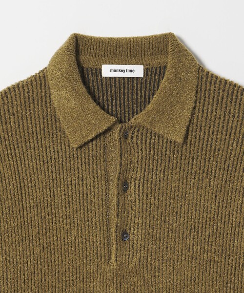MONKEY TIME(モンキータイム)の「ループヤーン プレーティング ポロシャツ(ニット/セーター・メンズ・ダークグレー/オリーブ・S/XL/L/M)」の10枚目の写真