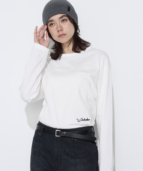 COMME CA Wardrobe(コムサワードローブ)の「スビンコットン100/2天竺 刺繍入りロンT(Tシャツ/カットソー・レディース・ブラウン/イエロー/ブラック/オフホワイト・FREE)」の7枚目の写真
