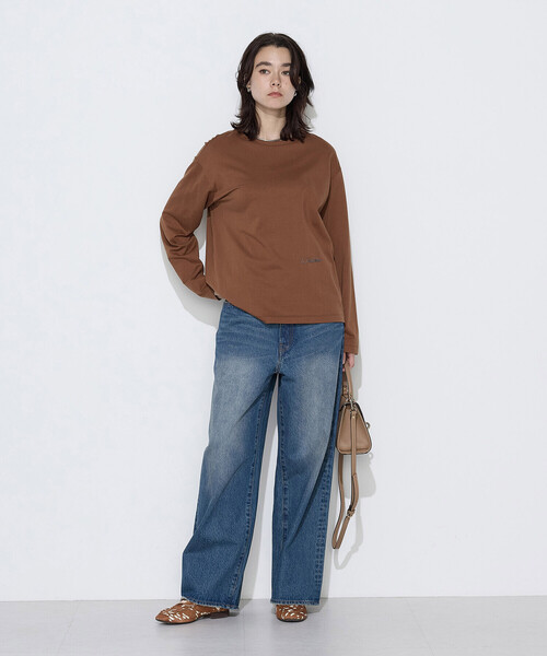 COMME CA Wardrobe(コムサワードローブ)の「スビンコットン100/2天竺 刺繍入りロンT(Tシャツ/カットソー・レディース・ブラウン/イエロー/ブラック/オフホワイト・FREE)」の16枚目の写真