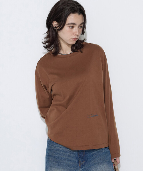 COMME CA Wardrobe(コムサワードローブ)の「スビンコットン100/2天竺 刺繍入りロンT(Tシャツ/カットソー・レディース・ブラウン/イエロー/ブラック/オフホワイト・FREE)」の17枚目の写真