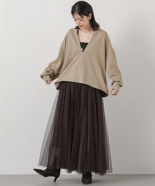 Gready Brilliant(グレディブリリアン)の「裏毛キーネックカットソー(その他トップス・レディース・トップグレー/モカ・38)」の3枚目の写真