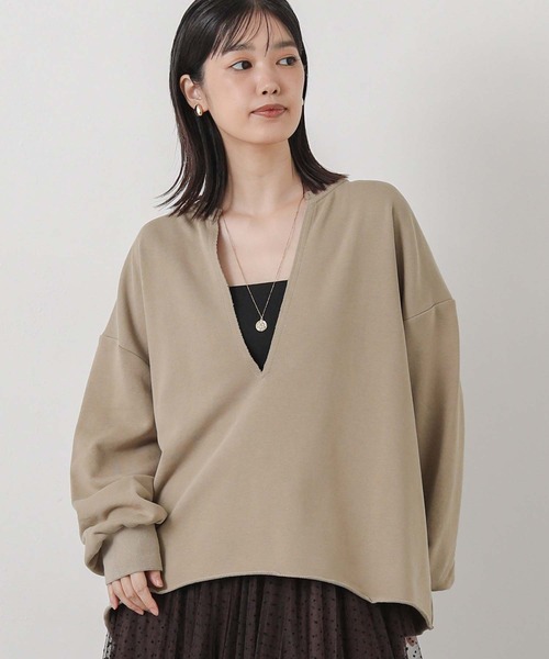 Gready Brilliant(グレディブリリアン)の「裏毛キーネックカットソー(その他トップス・レディース・トップグレー/モカ・38)」の10枚目の写真