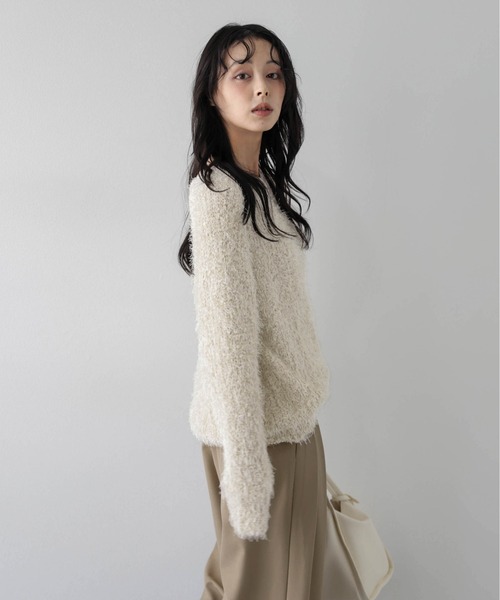 AMELY(エミリー)の「ラメミックスシャギーニットトップス/ふんわり/着映え(ニット/セーター・レディース・グレー/ブラック/ベージュ・フリー)」の17枚目の写真