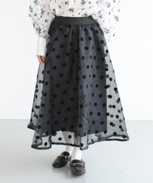 シフォンドット柄スカート
