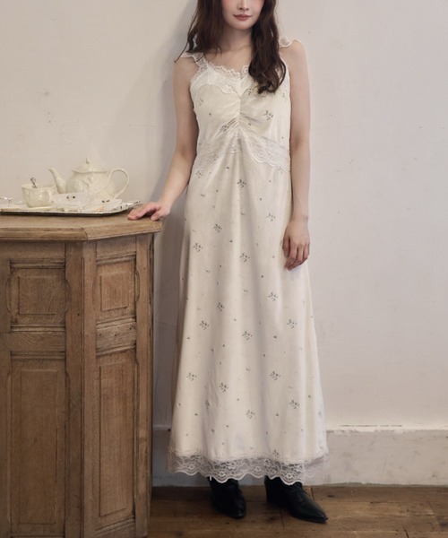 セール】【Belle Charme】Twinkle Fur Sleeves Onepiece（ワンピース