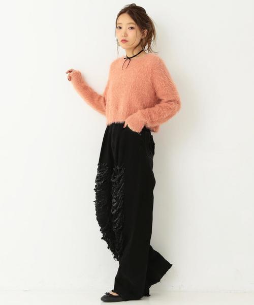 Another Edition（アナザーエディション）の「フェザーヤーンニットプルオーバー/ AEBFC Ny フェザーヤーン KNIT PO（ニット/セーター・レディース・ホワイト/ダークグリーン/ピンク・フリー）」の11枚目の写真