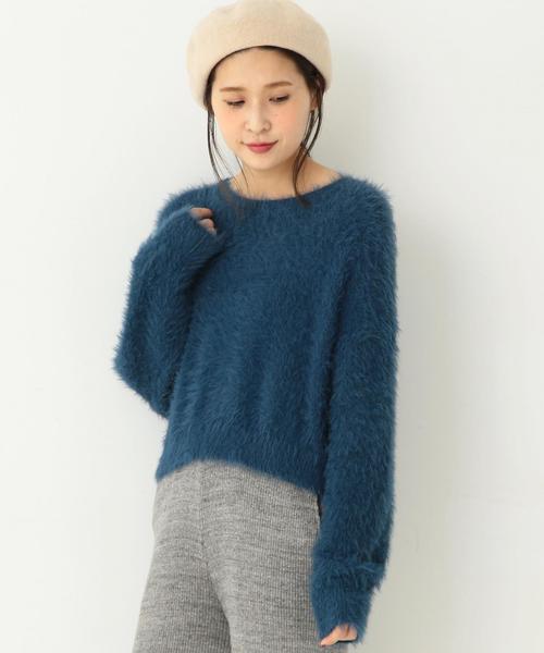 Another Edition（アナザーエディション）の「フェザーヤーンニットプルオーバー/ AEBFC Ny フェザーヤーン KNIT PO（ニット/セーター・レディース・ホワイト/ダークグリーン/ピンク・フリー）」の4枚目の写真