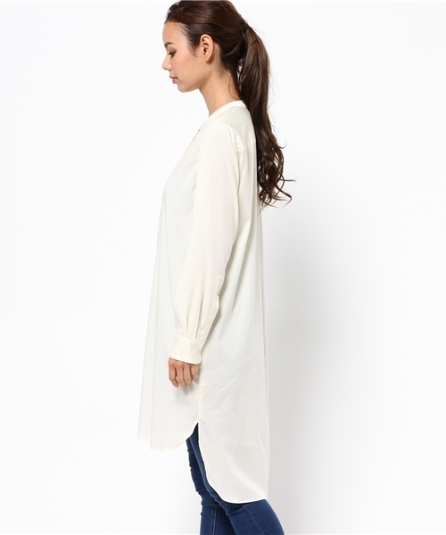 BLACK BY MOUSSY(ブラックバイマウジー)の「No collar long SH(シャツ/ブラウス・レディース・ブラウン/オフホワイト/ネイビー・FREE)」の5枚目の写真