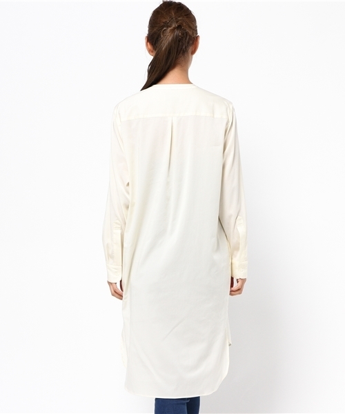 BLACK BY MOUSSY(ブラックバイマウジー)の「No collar long SH(シャツ/ブラウス・レディース・ブラウン/オフホワイト/ネイビー・FREE)」の9枚目の写真