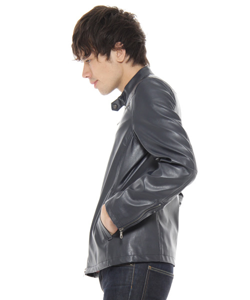 green label relaxing（グリーンレーベルリラクシング）の「★★FAKE レザーブルゾン 【GLR01】（ブルゾン・メンズ・ネイビー・SMALL/MEDIUM/LARGE）」の2枚目の写真