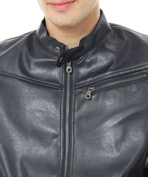 green label relaxing（グリーンレーベルリラクシング）の「★★FAKE レザーブルゾン 【GLR01】（ブルゾン・メンズ・ネイビー・SMALL/MEDIUM/LARGE）」の5枚目の写真