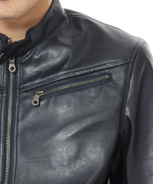 green label relaxing（グリーンレーベルリラクシング）の「★★FAKE レザーブルゾン 【GLR01】（ブルゾン・メンズ・ネイビー・SMALL/MEDIUM/LARGE）」の7枚目の写真