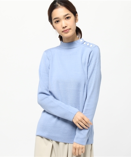 NATURAL BEAUTY BASIC（ナチュラルビューティーベーシック）の「マリンボーダーニット（ニット/セーター・レディース・オフホワイト/ブルー/ダークネイビー・MEDIUM）」の3枚目の写真