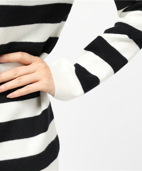 NATURAL BEAUTY BASIC（ナチュラルビューティーベーシック）の「マリンボーダーニット（ニット/セーター・レディース・オフホワイト/ブルー/ダークネイビー・MEDIUM）」の9枚目の写真