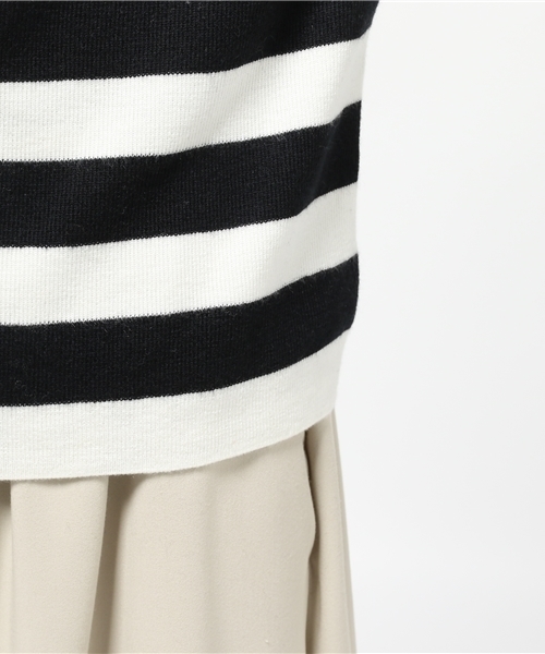 NATURAL BEAUTY BASIC（ナチュラルビューティーベーシック）の「マリンボーダーニット（ニット/セーター・レディース・オフホワイト/ブルー/ダークネイビー・MEDIUM）」の10枚目の写真