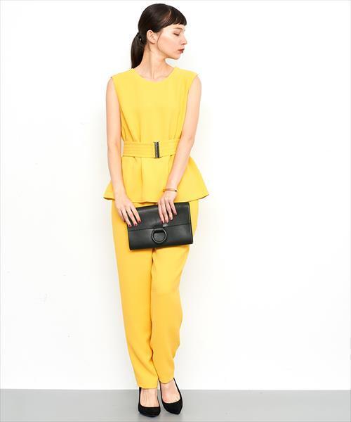 ADAM ET ROPE'（アダムエロペ）の「ドビーダブルクロスロンパース（つなぎ/オールインワン・レディース・マスタード/ブラック・36/38）」の14枚目の写真