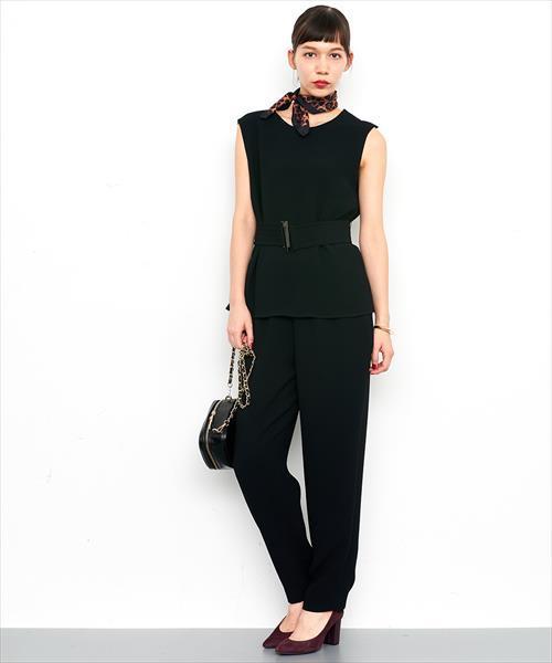 ADAM ET ROPE'（アダムエロペ）の「ドビーダブルクロスロンパース（つなぎ/オールインワン・レディース・マスタード/ブラック・36/38）」の19枚目の写真