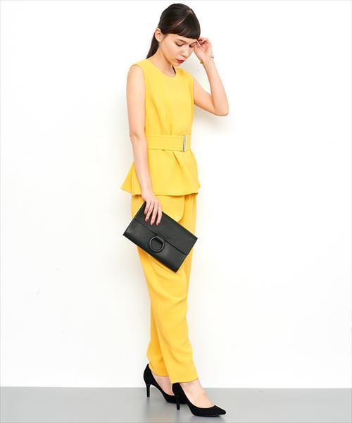 ADAM ET ROPE'（アダムエロペ）の「ドビーダブルクロスロンパース（つなぎ/オールインワン・レディース・マスタード/ブラック・36/38）」の20枚目の写真