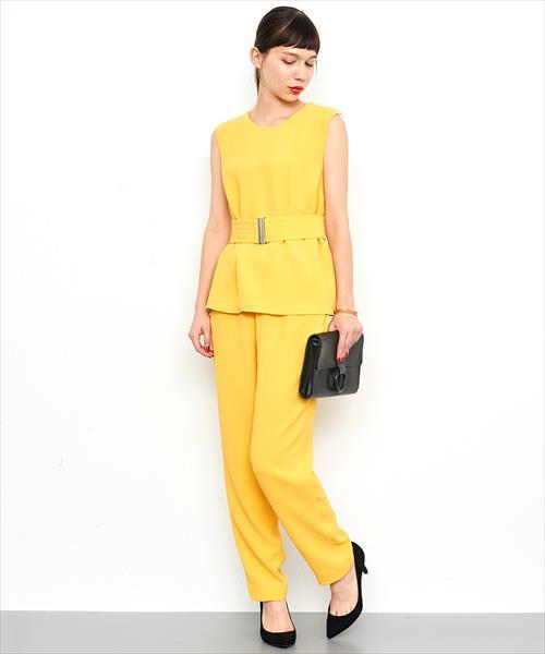 ADAM ET ROPE'（アダムエロペ）の「ドビーダブルクロスロンパース（つなぎ/オールインワン・レディース・マスタード/ブラック・36/38）」の22枚目の写真