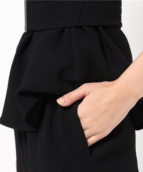 ADAM ET ROPE'（アダムエロペ）の「ドビーダブルクロスロンパース（つなぎ/オールインワン・レディース・マスタード/ブラック・36/38）」の8枚目の写真