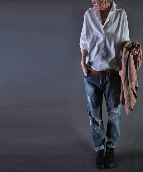 antiqua(アンティカ)の「デザインシャツトップス(シャツ/ブラウス・レディース・ホワイト・M)」の3枚目の写真