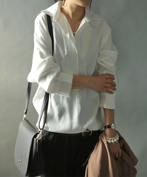 antiqua(アンティカ)の「デザインシャツトップス(シャツ/ブラウス・レディース・ホワイト・M)」の6枚目の写真