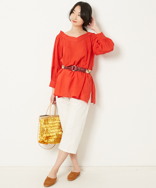 AMERICAN RAG CIE（アメリカンラグシー）の「AMERICAN RAG CIE 2WAYコットンボイル オフショルダー ブラウス【WEB限定】（シャツ/ブラウス・レディース・ブラック/ロイヤルブルー/オレンジ・FREE）」の20枚目の写真