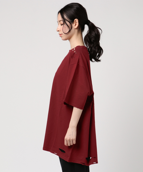 PUNYUS（プニュズ）の「クラッシュTシャツ（Tシャツ/カットソー・レディース・ワイン/ピンク/マスタード/スミクロ/ホワイト/ブラック・3/4）」の13枚目の写真