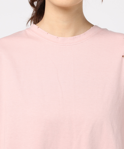 PUNYUS（プニュズ）の「クラッシュTシャツ（Tシャツ/カットソー・レディース・ワイン/ピンク/マスタード/スミクロ/ホワイト/ブラック・3/4）」の9枚目の写真