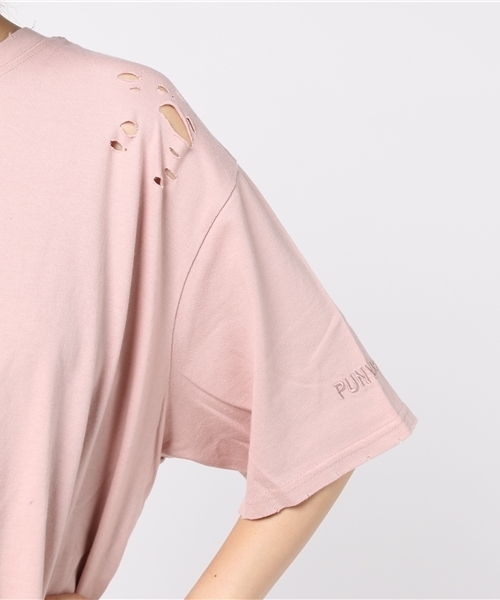 PUNYUS（プニュズ）の「クラッシュTシャツ（Tシャツ/カットソー・レディース・ワイン/ピンク/マスタード/スミクロ/ホワイト/ブラック・3/4）」の10枚目の写真