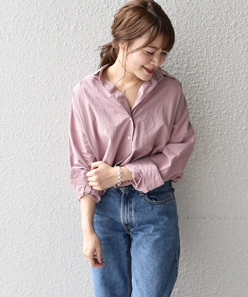 SHIPS（シップス）の「コットンタイプライタービックシャツ（シャツ/ブラウス・レディース・オフホワイト/オリーブ/ピンク・ONE SIZE）」の3枚目の写真