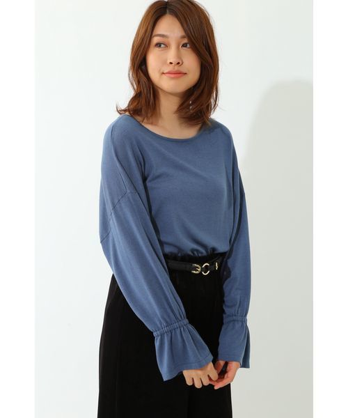 22 OCTOBRE（ヴァンドゥ－オクトーブル）の「ギャザースリーブニット（ニット/セーター・レディース・ブルー/グリーン/ブラウン系その他3・2）」の3枚目の写真