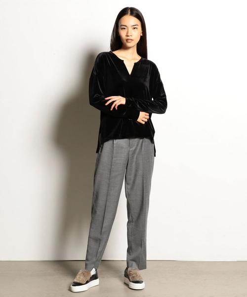 EN ROUTE（アンルート）の「ベロアキーネックスリットロングスリーブ ◆（Tシャツ/カットソー・レディース・オフホワイト/ブラック/ブラウン・FREE）」の7枚目の写真