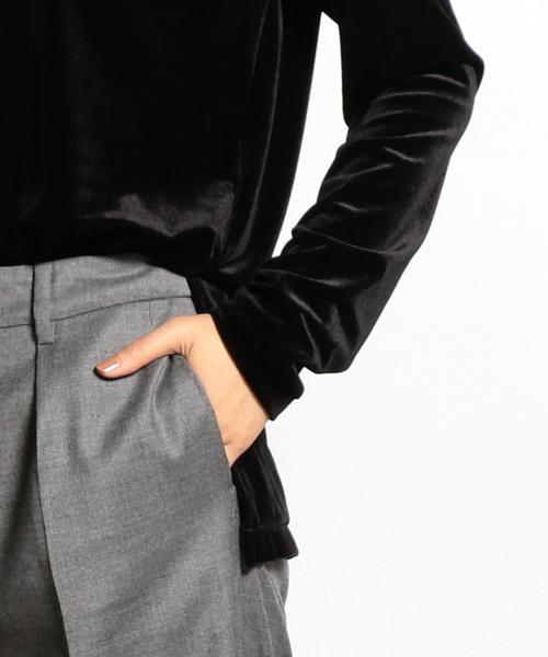 EN ROUTE（アンルート）の「ベロアキーネックスリットロングスリーブ ◆（Tシャツ/カットソー・レディース・オフホワイト/ブラック/ブラウン・FREE）」の14枚目の写真