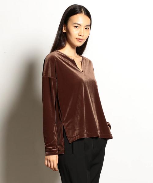 EN ROUTE（アンルート）の「ベロアキーネックスリットロングスリーブ ◆（Tシャツ/カットソー・レディース・オフホワイト/ブラック/ブラウン・FREE）」の19枚目の写真