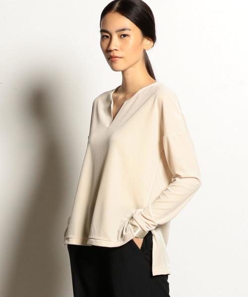 EN ROUTE（アンルート）の「ベロアキーネックスリットロングスリーブ ◆（Tシャツ/カットソー・レディース・オフホワイト/ブラック/ブラウン・FREE）」の12枚目の写真