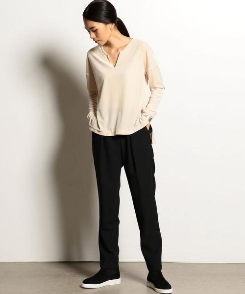 EN ROUTE（アンルート）の「ベロアキーネックスリットロングスリーブ ◆（Tシャツ/カットソー・レディース・オフホワイト/ブラック/ブラウン・FREE）」の13枚目の写真