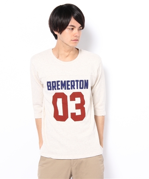 WEGO（ウィゴー）の「インレーフットボール5STee（Tシャツ/カットソー・メンズ・ブラック/ネイビー/レッド/杢グレー/オートミール・LARGE/MEDIUM）」の3枚目の写真