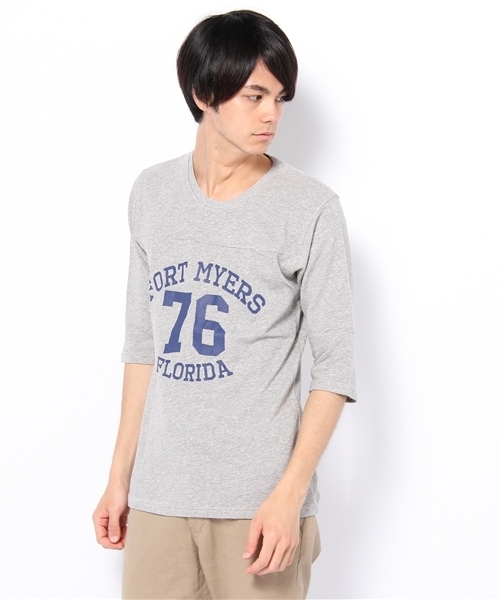 WEGO（ウィゴー）の「インレーフットボール5STee（Tシャツ/カットソー・メンズ・ブラック/ネイビー/レッド/杢グレー/オートミール・LARGE/MEDIUM）」の2枚目の写真