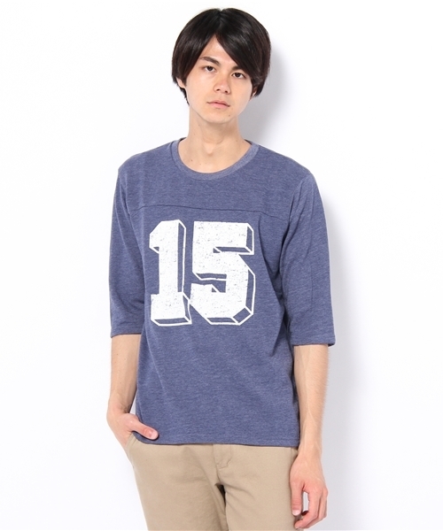 WEGO（ウィゴー）の「インレーフットボール5STee（Tシャツ/カットソー・メンズ・ブラック/ネイビー/レッド/杢グレー/オートミール・LARGE/MEDIUM）」の4枚目の写真