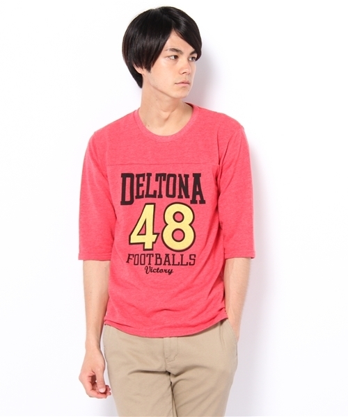 WEGO（ウィゴー）の「インレーフットボール5STee（Tシャツ/カットソー・メンズ・ブラック/ネイビー/レッド/杢グレー/オートミール・LARGE/MEDIUM）」の5枚目の写真