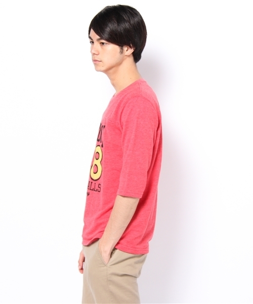 WEGO（ウィゴー）の「インレーフットボール5STee（Tシャツ/カットソー・メンズ・ブラック/ネイビー/レッド/杢グレー/オートミール・LARGE/MEDIUM）」の6枚目の写真