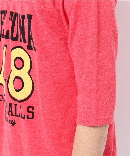 WEGO（ウィゴー）の「インレーフットボール5STee（Tシャツ/カットソー・メンズ・ブラック/ネイビー/レッド/杢グレー/オートミール・LARGE/MEDIUM）」の9枚目の写真